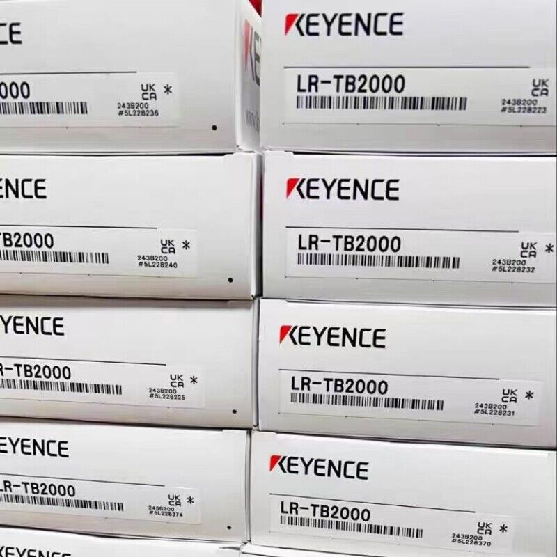 Keyence LR-TB2000 laser sensor boxes, industrial automation components, barcode labels, product packaging, free shipping.