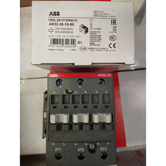 ABB AX32-30-10-80 Contactor in box. 220-230V 50Hz/230-240V 60Hz. Industrial automation PLC component.