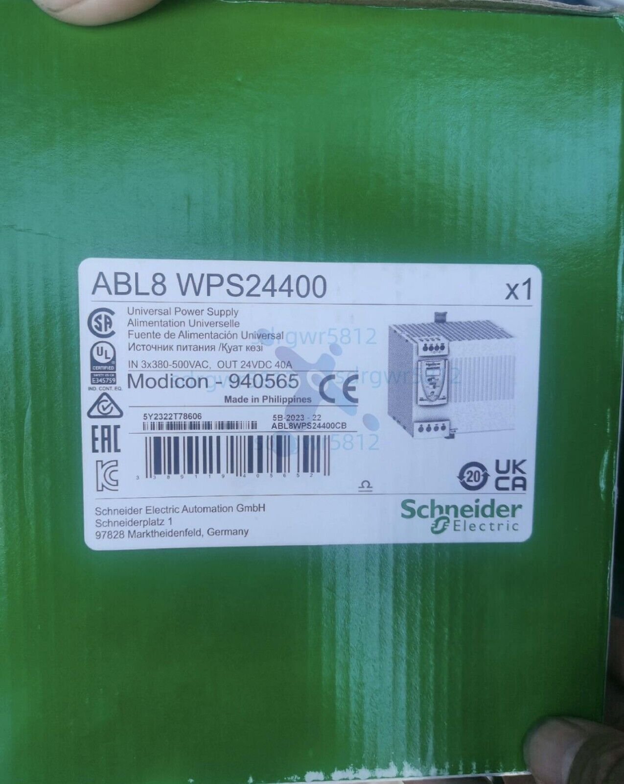 Schneider Electric ABL8 WPS24400 Universal Power Supply, industrial automation component