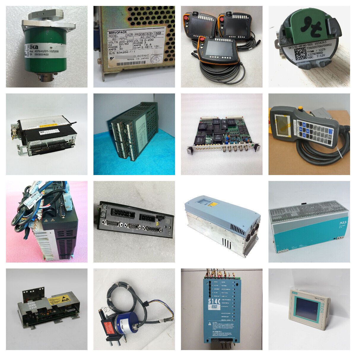 Industrial automation parts: inverters, servo drives, control panels. Electronic components, new and refurbished.