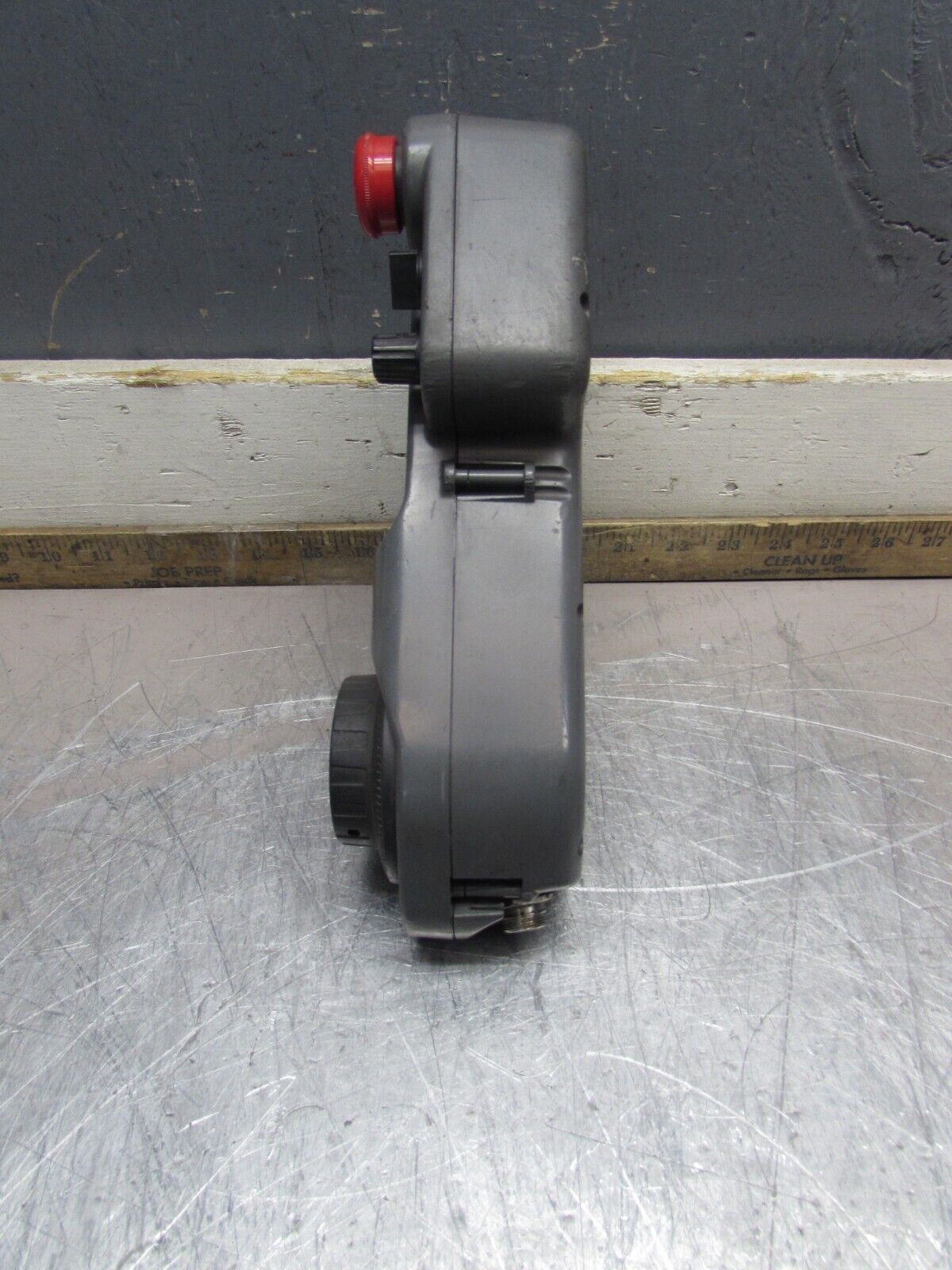 FANUC A02B-0259-C221#A Teach Pendant, grey handheld control unit, industrial automation part, red emergency stop button