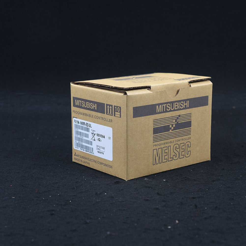 Mitsubishi FX1N-14MR-ES/UL programmable controller in box, industrial automation part.