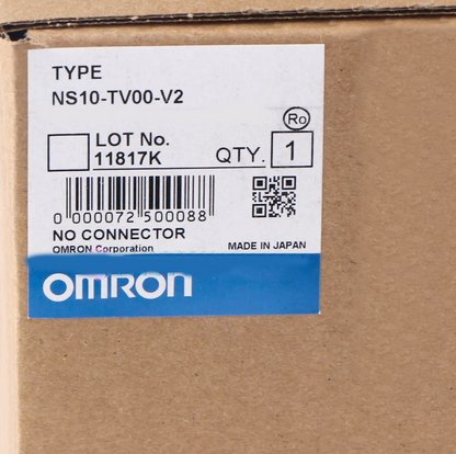Omron NS10-TV00-V2 touch screen panel label, PLC unit, Made in Japan. QTY: 1. Industrial automation part.