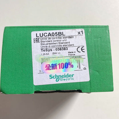 Schneider Electric LUCA05BL motor protector box, new condition, TeSys U standard control unit, 1.25-5A, 24V DC.