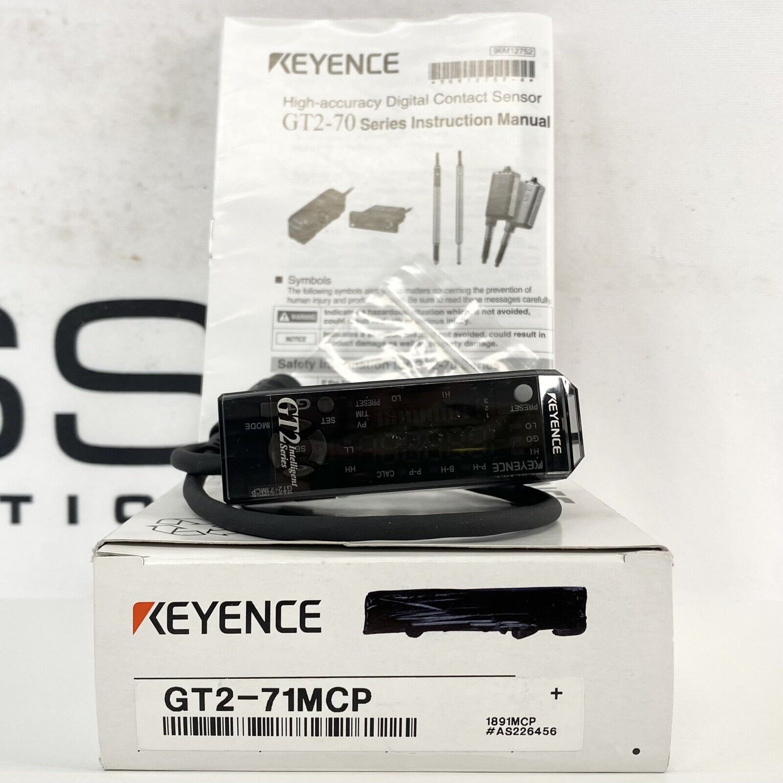 Keyence GT2-71MCP Contact Sensor, industrial automation part, product box and instruction manual