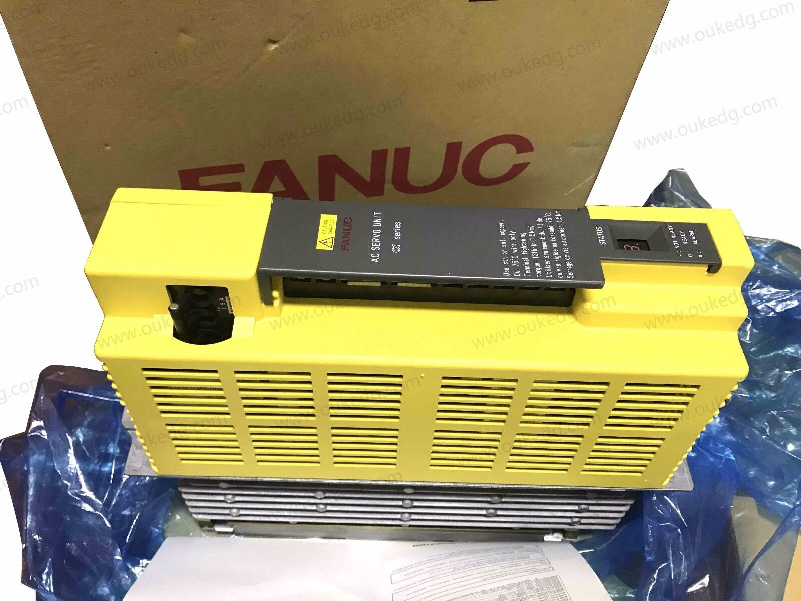 FANUC A06B-6066-H244 Servo Amplifier, yellow AC servo unit with black panel, new in box