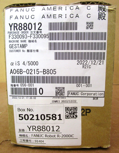FANUC A06B-0215-B805 AC Servo Motor Box Label with Product Information