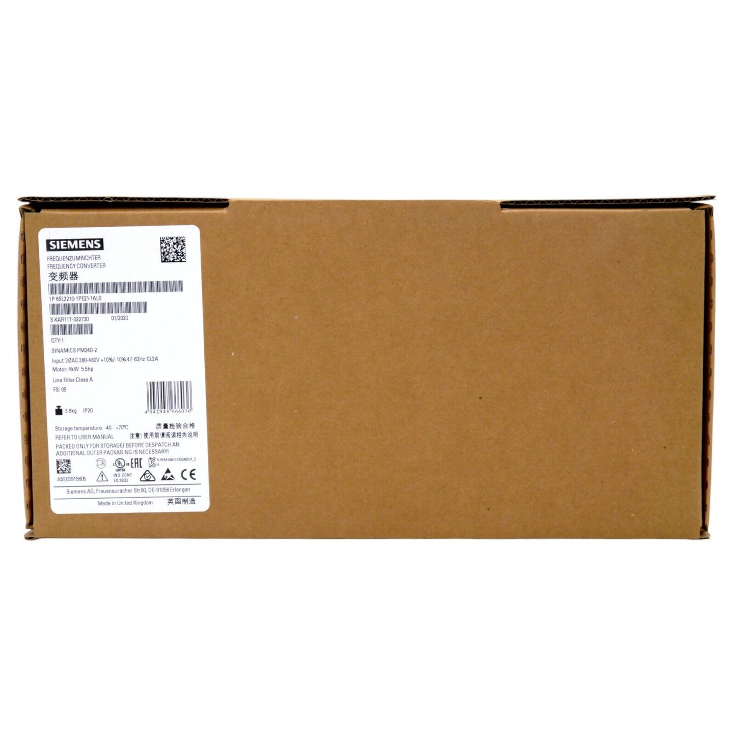 Siemens SINAMICS PM240-2 Frequency Converter in box, 6SL3210-1PE21-1AL0