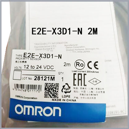 Omron E2E-X3D1-N Photoelectric Switch Sensor, 2m, 12 to 24 VDC, Made in China, industrial automation part.