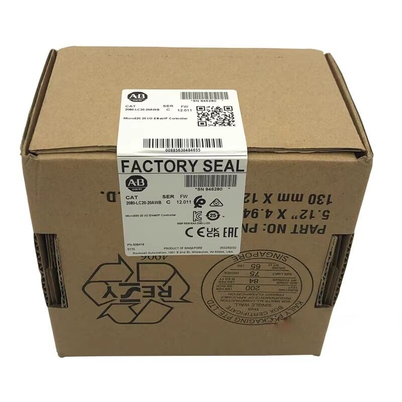 New Allen-Bradley Sealed 2080-LC20-20AWB /C Micro820 20 I/O ENet/IP Controller