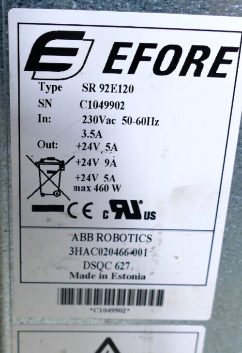 PLC | ABB | DSQC 627 | SR 92E120 | Power Supply | 3HAC020466-001 -
