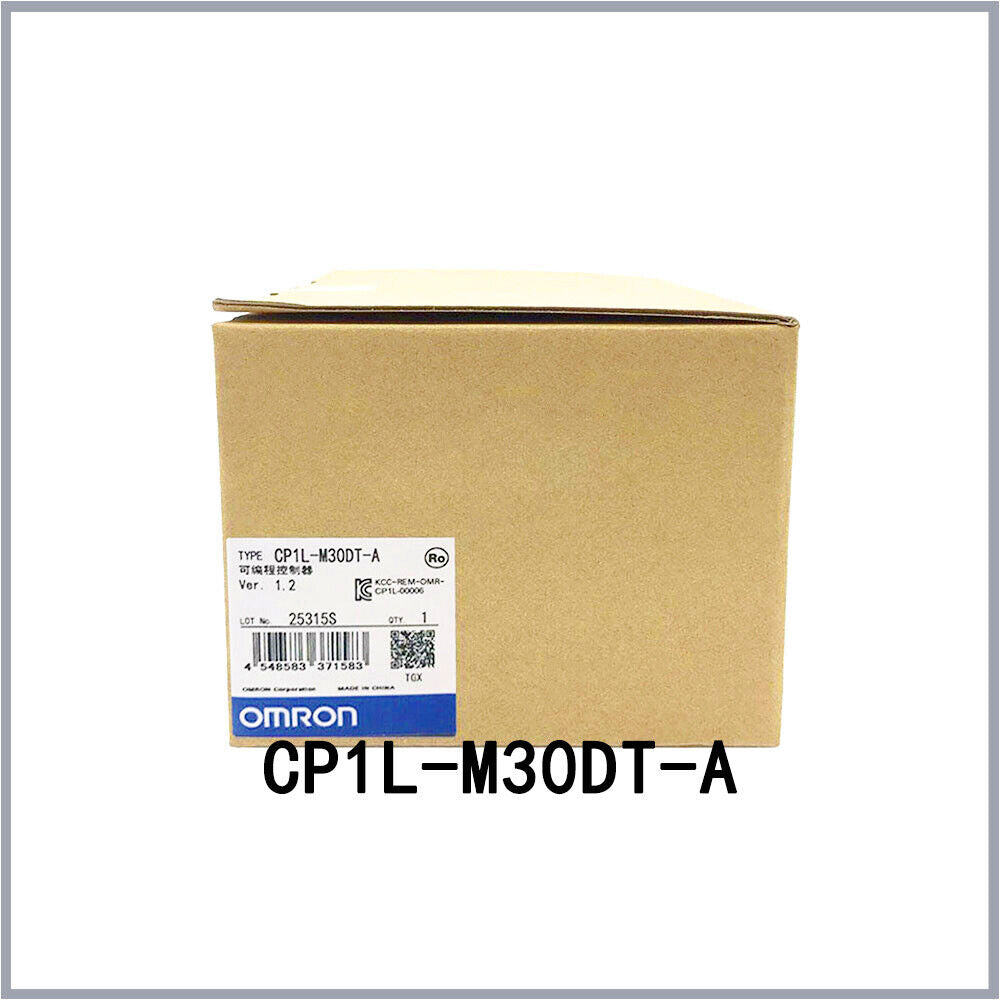 Omron CP1L-M30DT-A Programmable Controller in box, new, featuring product information and branding.