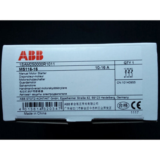 ABB MS116-16 Manual Motor Starter, 10-16A, product packaging, made in China