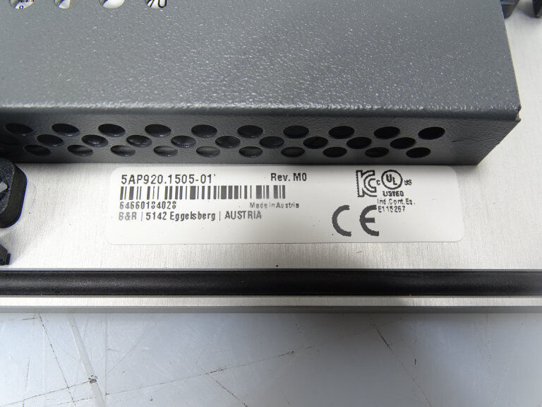 B&R 5AP920.1505-01 HMI label, product details Made in Austria, industrial automation part.