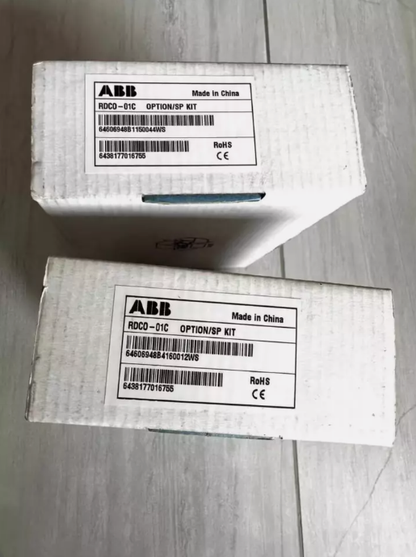 ABB RDCO-01C DDCS Communication Option Module in boxes, PLC parts for industrial automation.