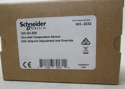 Schneider Electric MN-S3-500 Temperature Sensor box. Industrial automation part with setpoint adjustment.