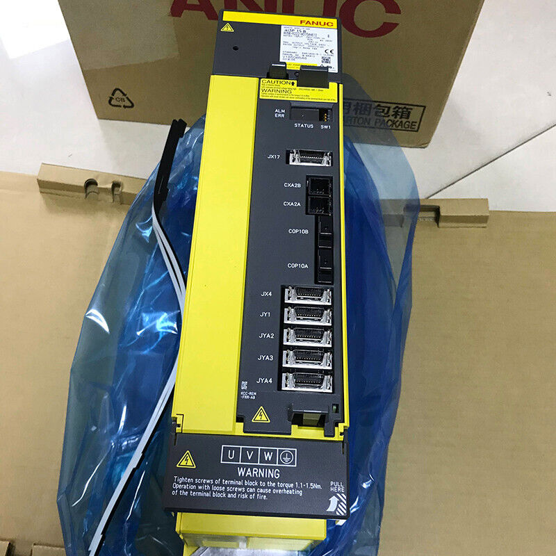 FANUC A06B-6222-H015#H610 Servo Amplifier, yellow and black, industrial automation part, multiple ports.