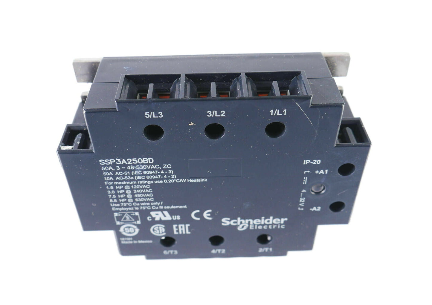 SCHNEIDER ELECTRIC SSP3A250BD 3 PHASE SSR SOLID STATE RELAY 50A