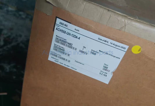 ABB ACH550-UH-125A-4 Inverter Label, Industrial Automation Part, 100HP 75kW 380-480V, Refurbished