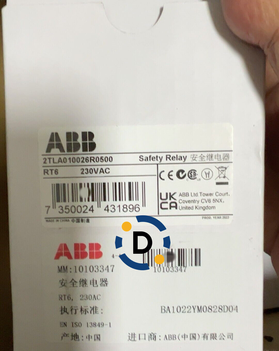 ABB 2TLA010026R0500 Safety Relay, RT6 230VAC, Industrial automation PLC part, Made in China.