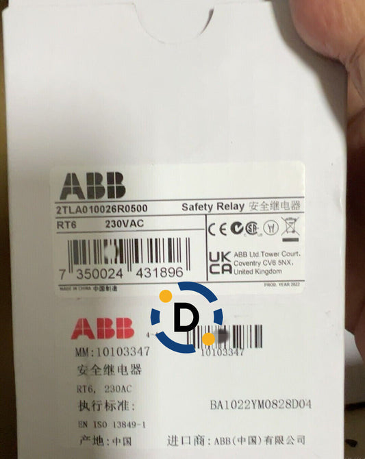 ABB 2TLA010026R0500 Safety Relay, RT6 230VAC, Industrial automation PLC part, Made in China.