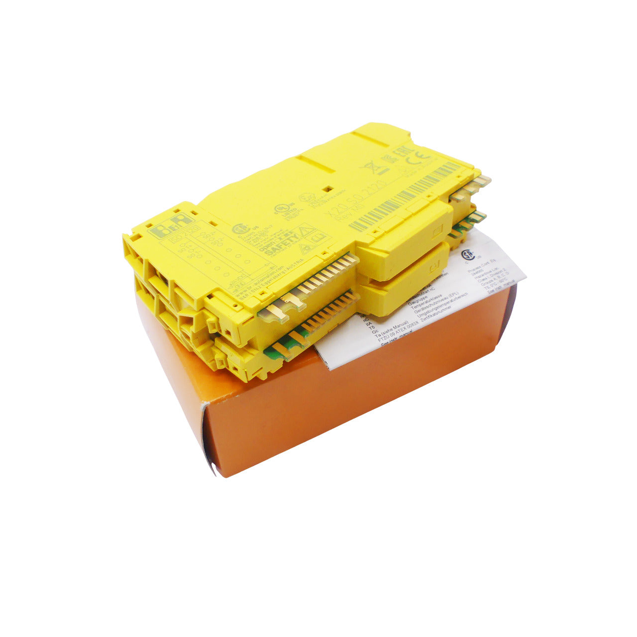 X20 SO 2120 Safe Output Module, Yellow Electronic Component on Box