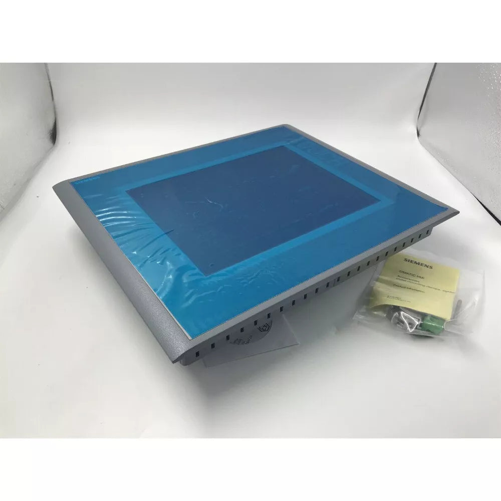 Siemens SIMATIC HMI Panel 6AV6648-0BE11-3AX0, silver frame with blue screen, industrial automation equipment