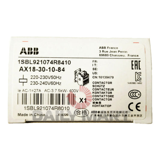 ABB AX18-30-10-84 AC Contactor, 1SBL921074R8410 product label, Made in China