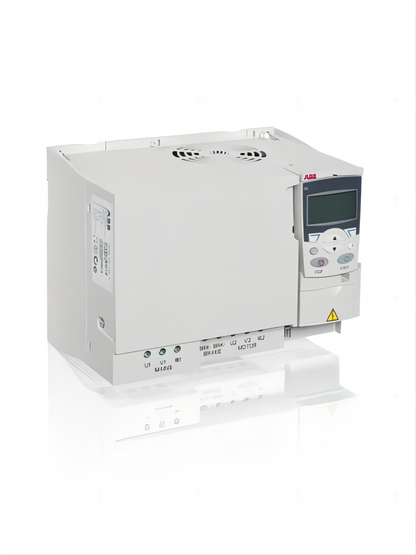 ABB ACS355-03E-44A0-4 Inverter, white industrial drive with display and terminal connections, 22kW 44A IP20.