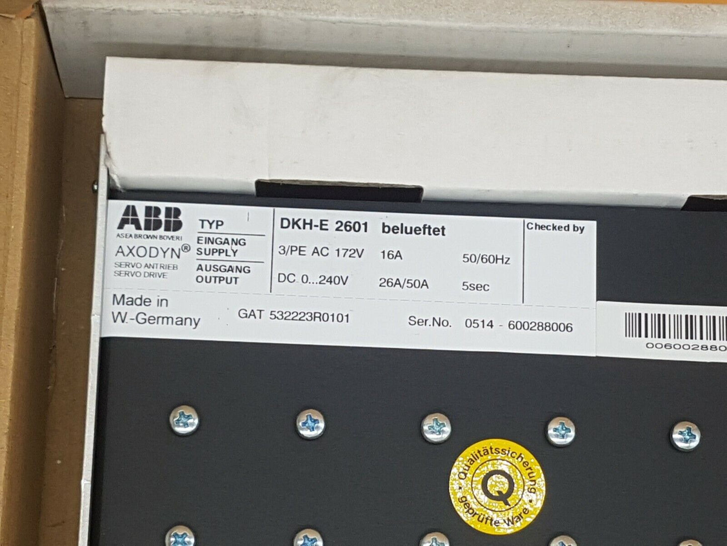 PLC | ABB | AXODYN DKH-E 2601 SERVO DRIVE DKH-E2601