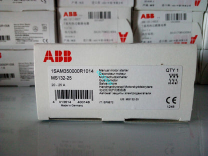 ABB MS132-25 motor protector, 20-25A, new, Made in Germany, industrial automation component.