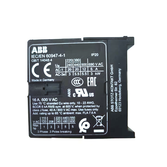 ABB IEC/EN 60947-4-1 Contactor, 600V AC, New In Box