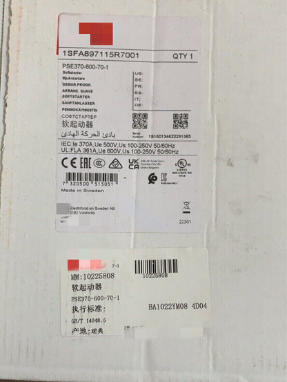 ABB PSE370-600-70-1 Softstarter, 1SFA897115R7001, Industrial Automation Part, Made in Sweden, 1pcs