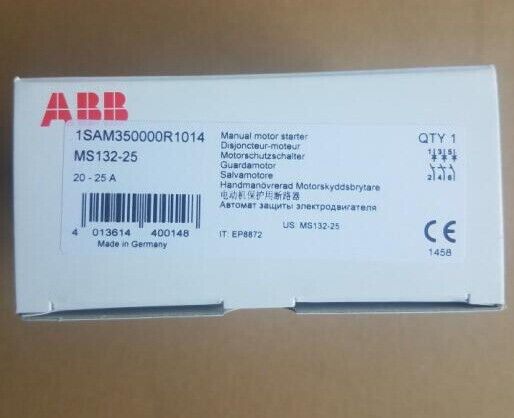 ABB MS132-25 motor protector. 20-25A range, CE certified, Made in Germany. PLC component.