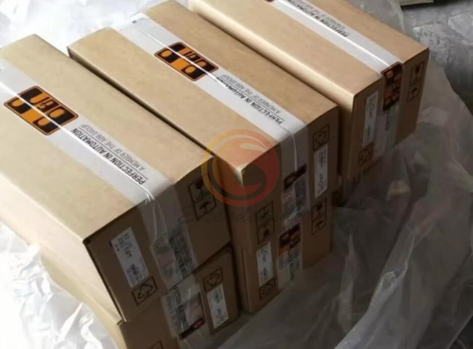 Boxes of B&R servo motors, labeled with "PERFECTION IN AUTOMATION" and ABB Group logo, ready for fast free shipping.