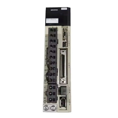YASKAWA SGDV-1R6A01A Servo Drive, industrial automation part, beige casing, with black connectors and labels.