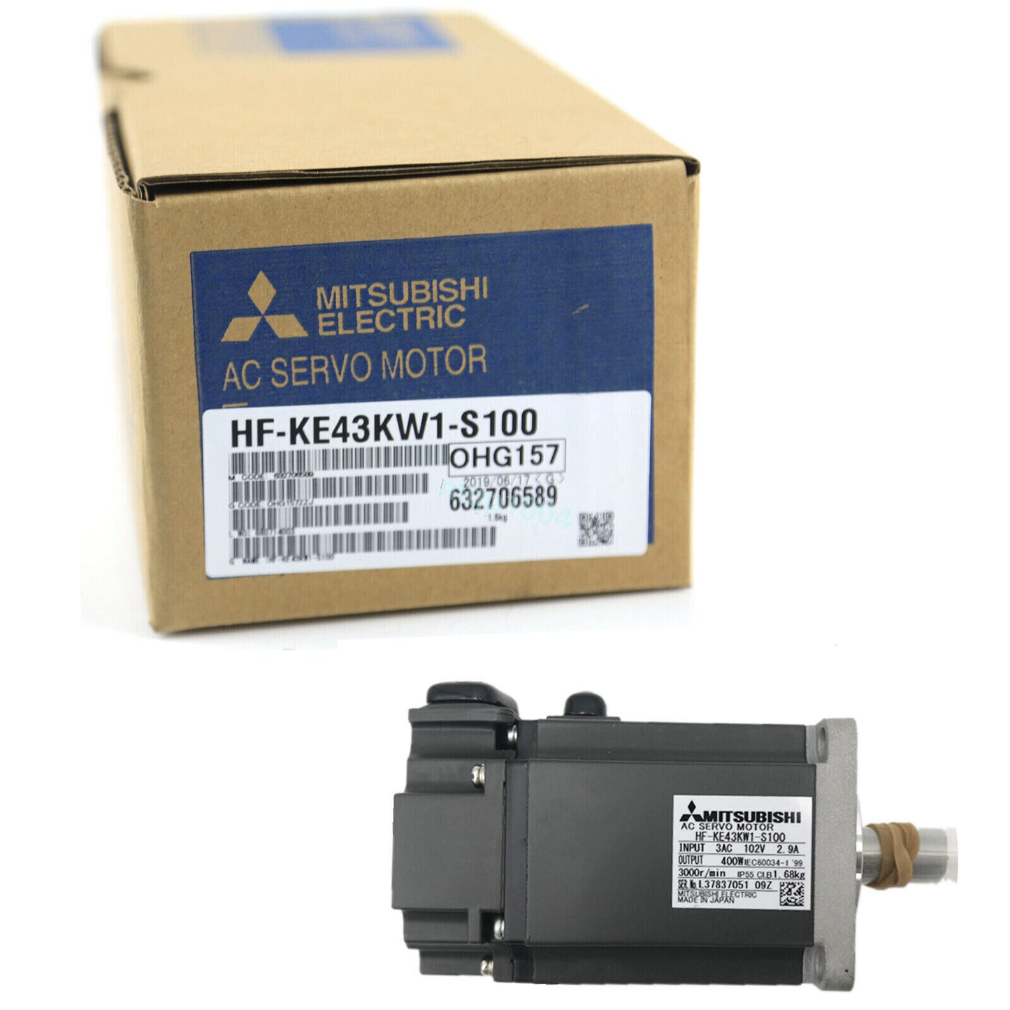 Mitsubishi HF-KE43KW1-S100 AC Servo Motor, new in box, industrial automation part