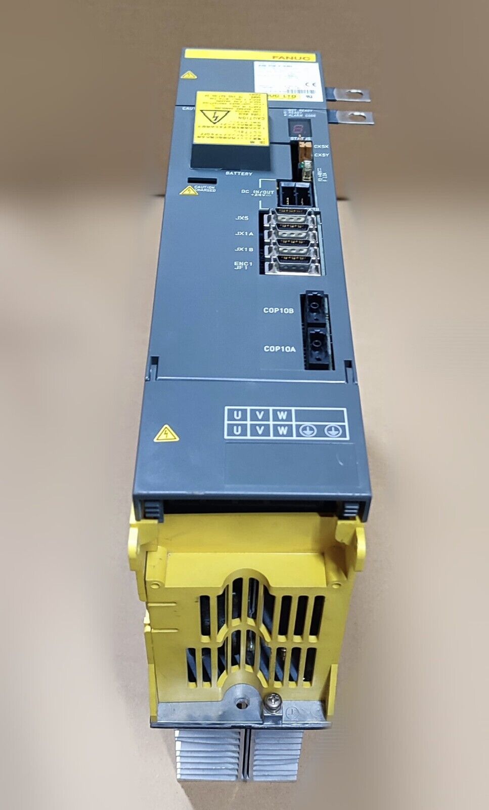 FANUC A06B-6096-H106#RA Servo Amplifier Module, yellow and gray industrial automation part, visible ports and labels