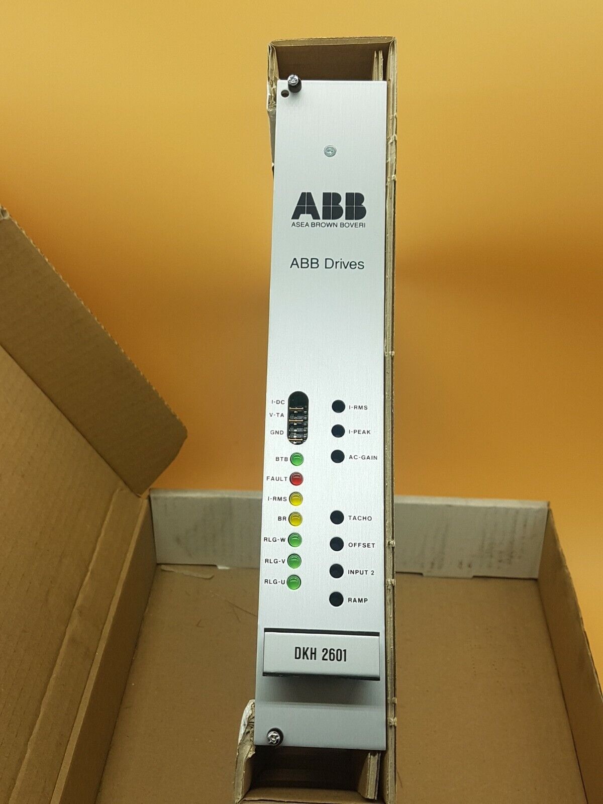 ABB AXODYN DKH 2601 Servo Drive, industrial automation part with status indicators.