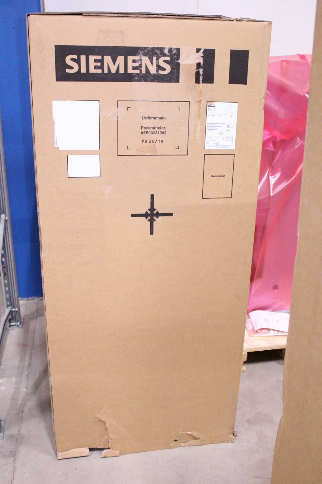 Siemens S120 Rectifier Module in shipping box, industrial automation parts.