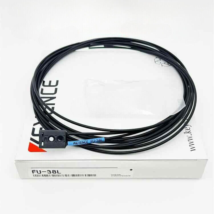 Keyence FU-38L Fiber Optic Sensor with black cable and housing, new in box.