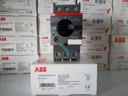 ABB MS132-25 Motor Protector (20-25A). Industrial automation component with black dial, part of ABB product range.