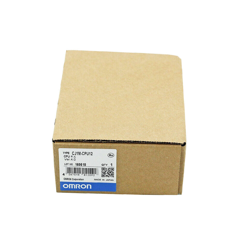 OMRON CJ1M-CPU12 PLC Module in box, NEW, product shot.