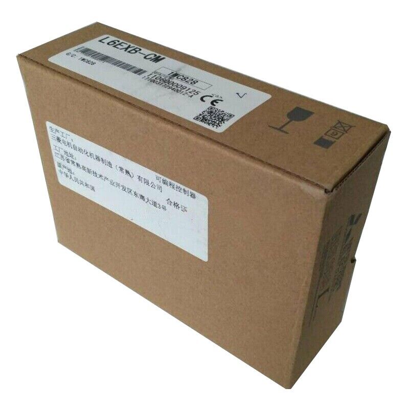 Mitsubishi L6EXB-CM Sealed PLC Module in its original packaging. Featuring product information and labels.