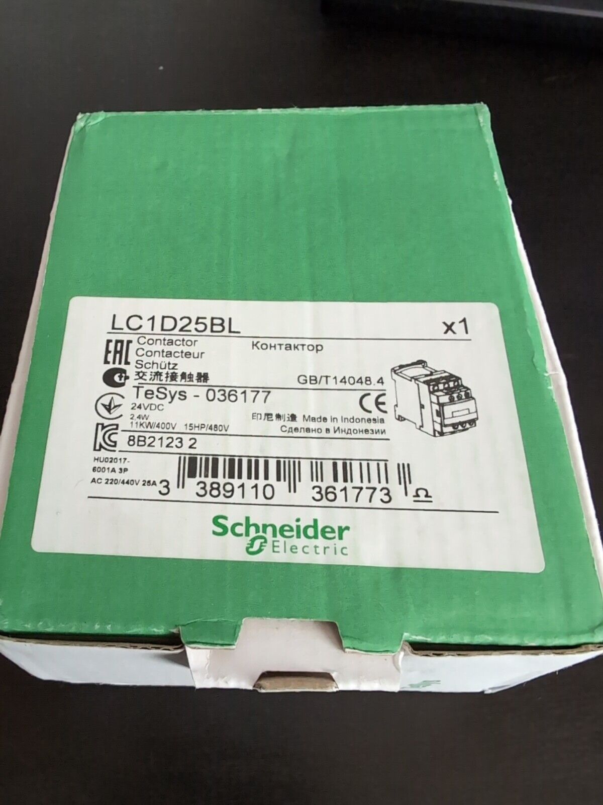 Schneider Electric LC1D25BL Contactor, 25A, 24V DC Coil, Industrial Automation