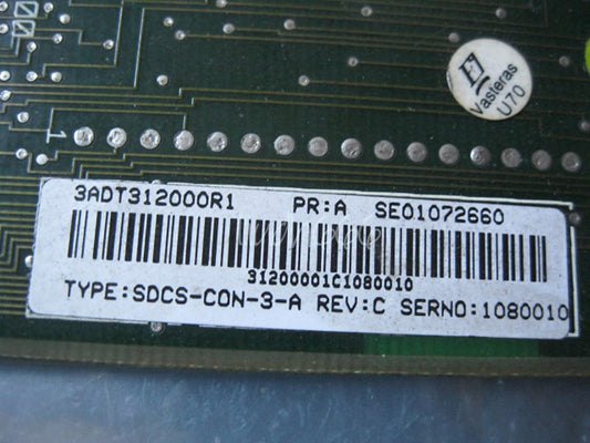 ABB DCS400 SDCS-CON-3-A PLC module, featuring the label with details like 3ADT312000R1, SE01072660, and SERNO: 1080010.