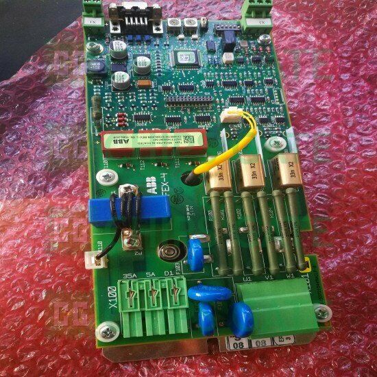 ABB SDCS-FEX-4 PLC module, green circuit board with components, for DCS800 drive, industrial automation spare parts.