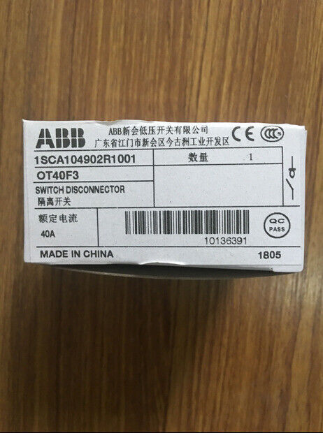 ABB OT40F3 Switch Disconnector, 40A, Made in China. New in Box. Industrial automation part.