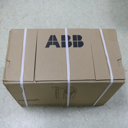 ABB ACS880-01-293A-3 Frequency Converter in brand-new cardboard box, white straps, ready for delivery.