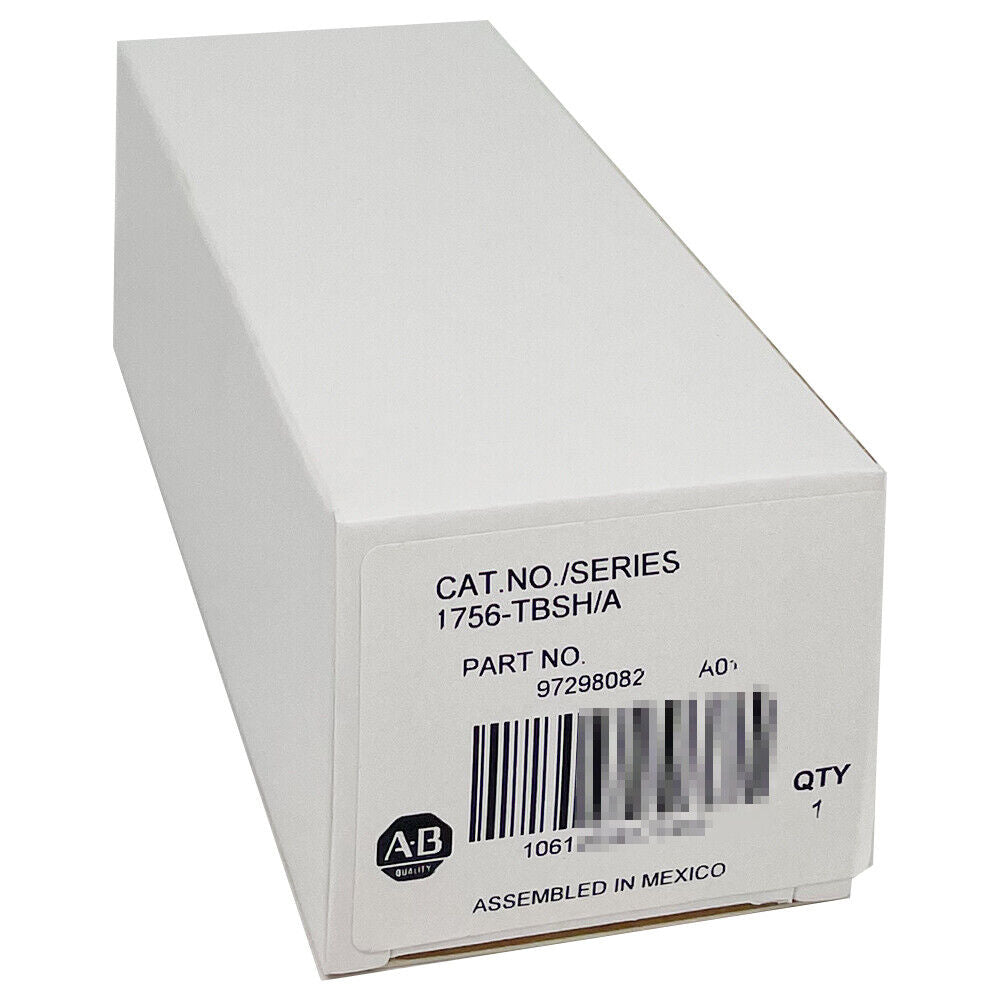 Allen-Bradley 1756-TBSH/A PLC module box, new in box, with product details, and barcode.